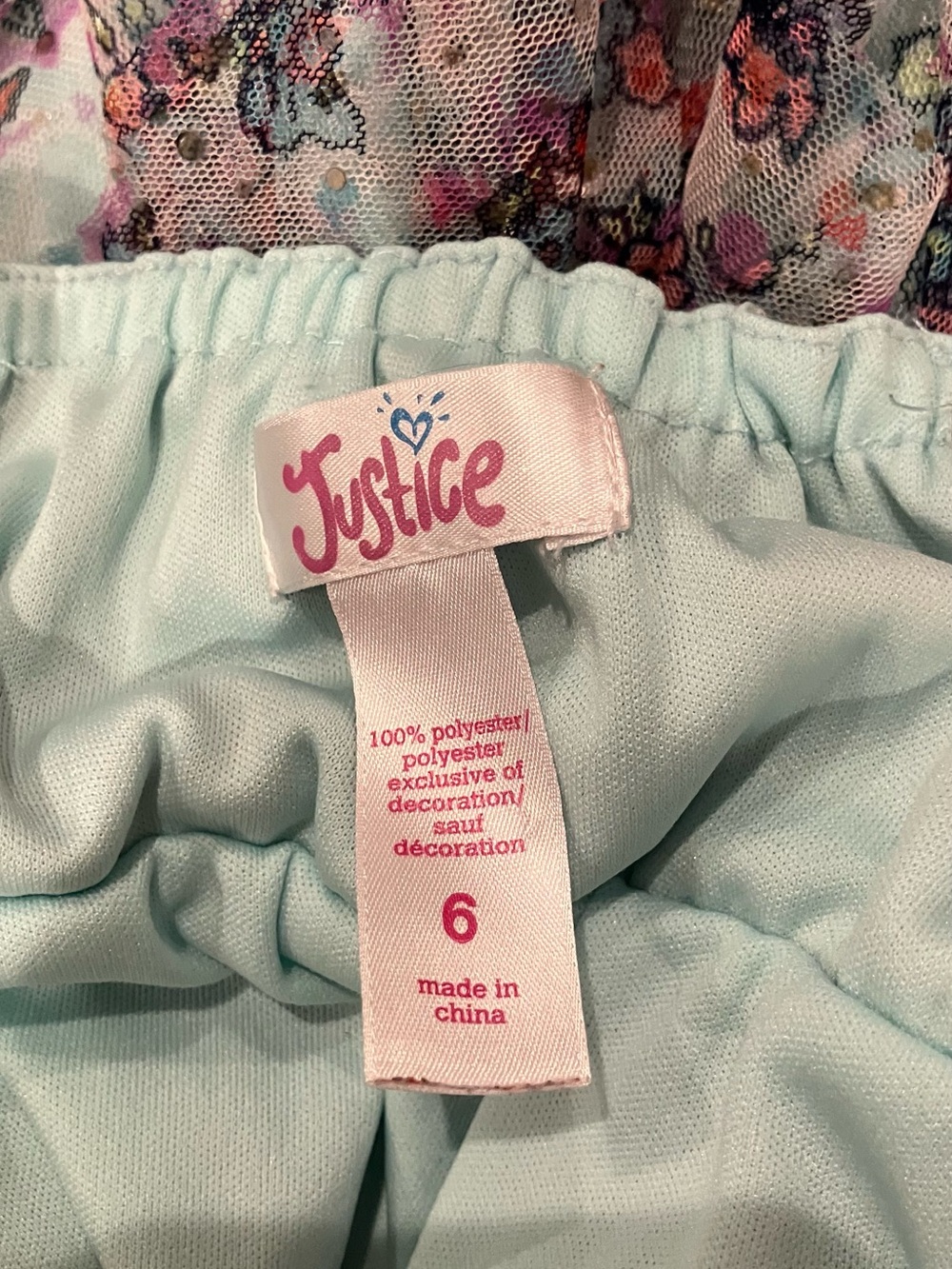 🌟 Size 6 GUC.Justice Ruffle Dress sparkle with Pink and Turquoise - Picture 6 of 6
